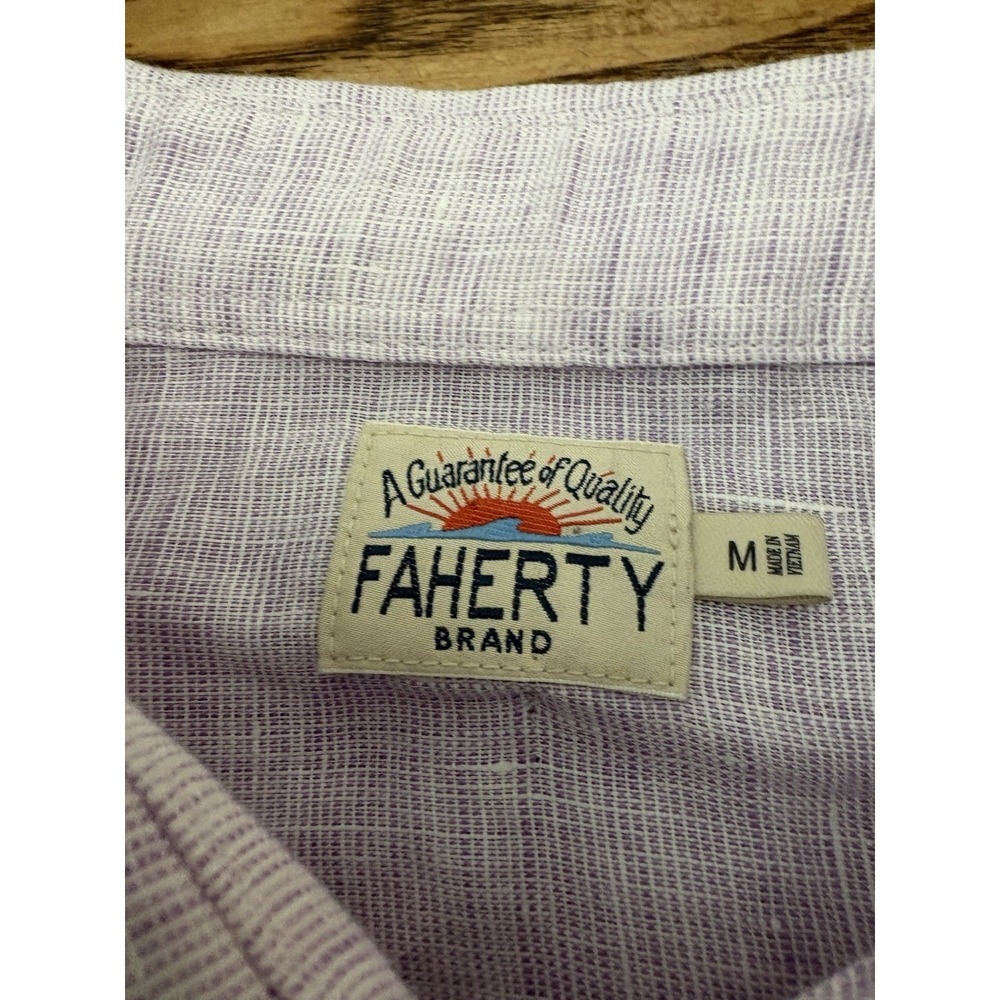 Faherty Brand Men's Medium Lavender Linen Laguna Long Sleeve Shirt - Picture 5 of 7